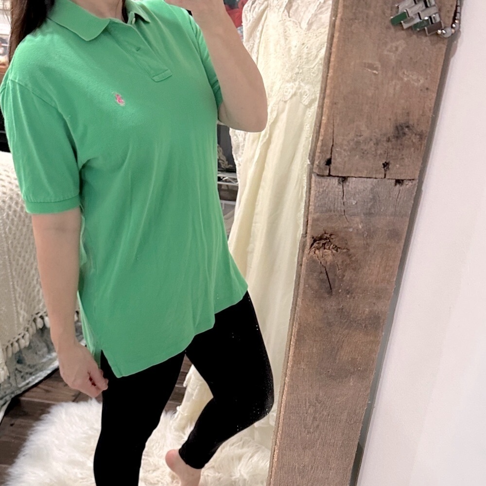 POLO Ralph Lauren Green Polo Shirt with pink horse logo for men size large